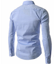 Men's Stylish Checkered Slim Fit Long Sleeve Dress Shirt