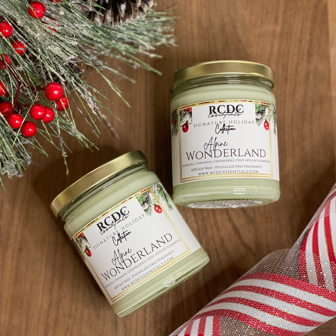 Alpine Wonderland ~ Bougie de soja naturelle coulée à la main en pot moyen