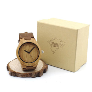 Men's Winter is Coming Wolf Designer Bamboo Wood