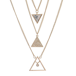 Bailey Triangle & Faux Stone Multi Layer Pendant Necklace