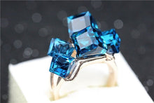 Blue Topaz Crystal Cz Cocktail Ring