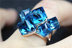 Blue Topaz Crystal Cz Cocktail Ring