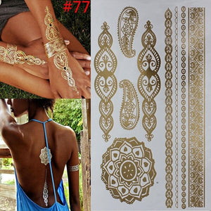 Metallic Henna Tatouage Body art tattoo stickers