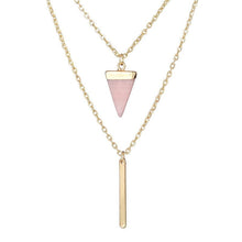 Arrow Point Multi Layer Bar & Faux Stone Pendant Necklace