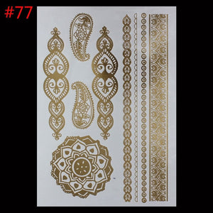 Metallic Henna Tatouage Body art tattoo stickers