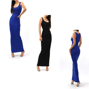 Solid Racer Back Tank Maxi Dress